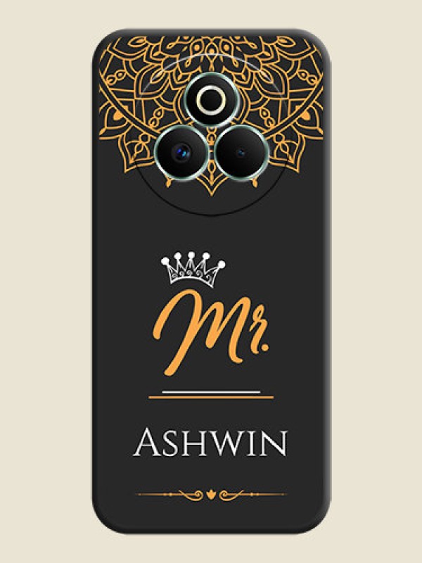 Custom Mr Name with Floral Design On Space Black Custom Soft Matte Mobile Back Cover - Realme P3 Pro 5G