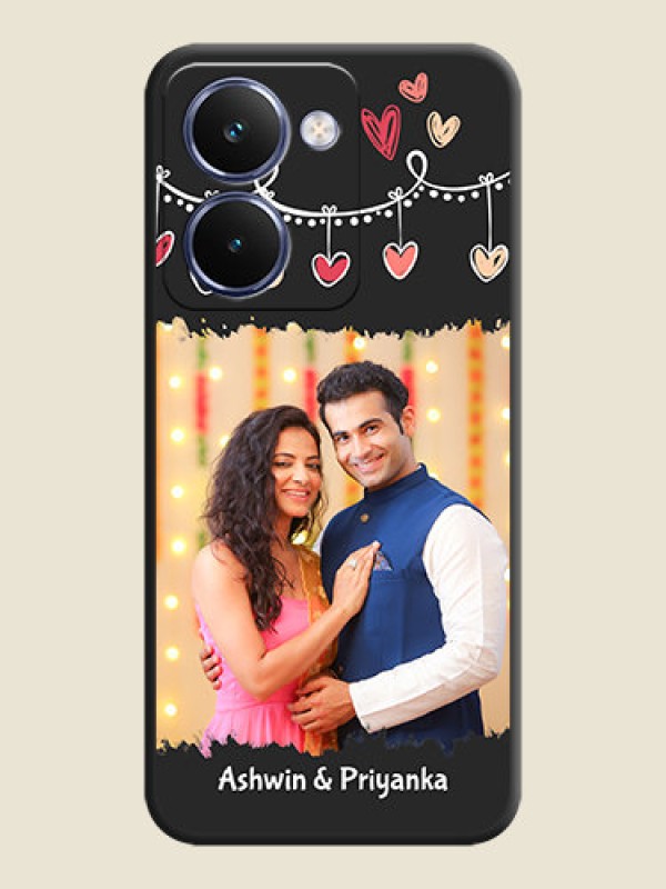 Custom Pink Love Hangings with Name On Space Black Custom Soft Matte Mobile Back Cover - Realme P3 Ultra 5G