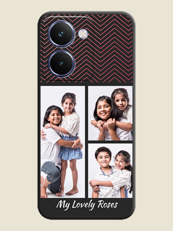 Custom Wave Pattern with 3 Image Holder On Space Black Custom Soft Matte Mobile Back Cover - Realme P3 Ultra 5G
