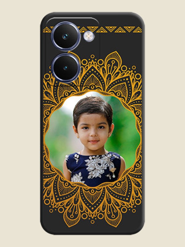 Custom Round Image with Floral Design On Space Black Custom Soft Matte Mobile Back Cover - Realme P3 Ultra 5G