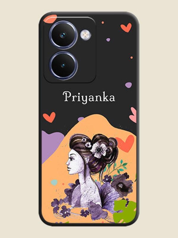 Custom Namecase For Her With Fancy Lady Image On Space Black Custom Soft Matte Mobile Back Cover - Realme P3 Ultra 5G