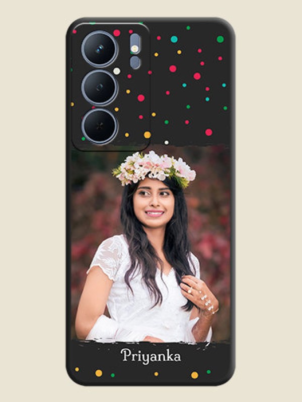 Custom Multicolor Dotted Pattern with Text On Space Black Custom Soft Matte Mobile Back Cover - Realme P3x 5G
