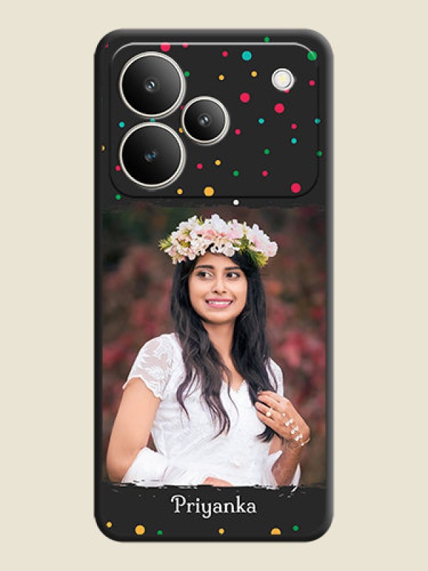 Custom Multicolor Dotted Pattern with Text On Space Black Custom Soft Matte Mobile Back Cover - Realme P4 5G