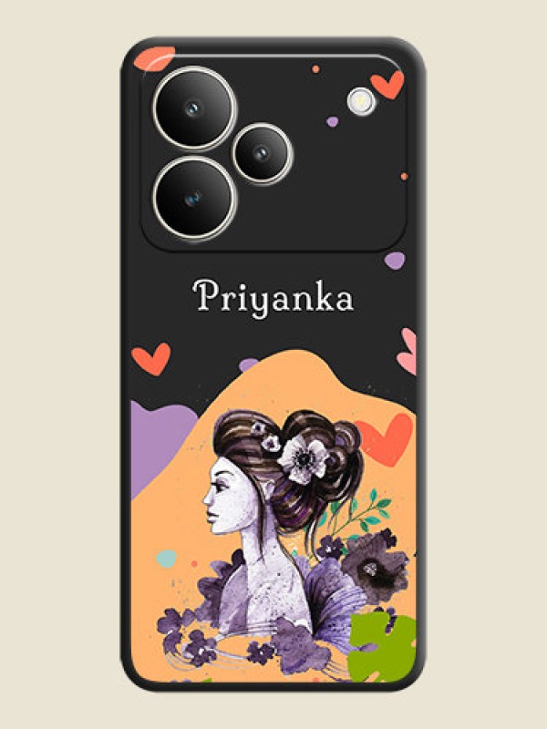 Custom Namecase For Her With Fancy Lady Image On Space Black Custom Soft Matte Mobile Back Cover - Realme P4 5G