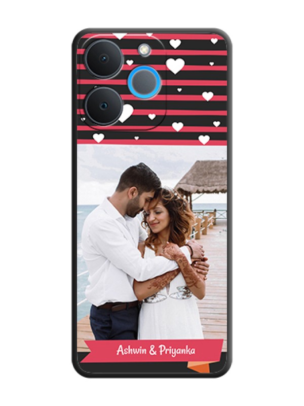 Custom White Color Love Symbols with Pink Lines Pattern On Space Black Custom Soft Matte Mobile Back Cover - Realme P4 Lite 4G
