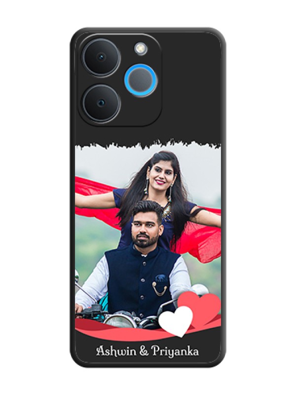 Custom Pin Color Love Shaped Ribbon Design with Text On Space Black Custom Soft Matte Mobile Back Cover - Realme P4 Lite 4G