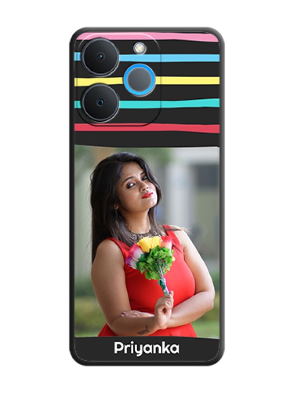 Custom Multicolor Lines with Image On Space Black Custom Soft Matte Mobile Back Cover - Realme P4 Lite 4G