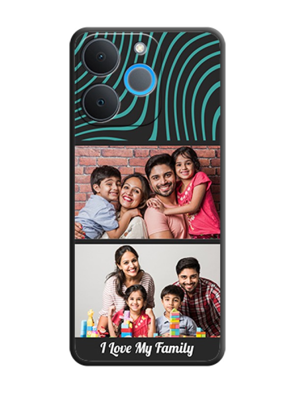 Custom Wave Pattern with 2 Image Holder On Space Black Custom Soft Matte Mobile Back Cover - Realme P4 Lite 4G