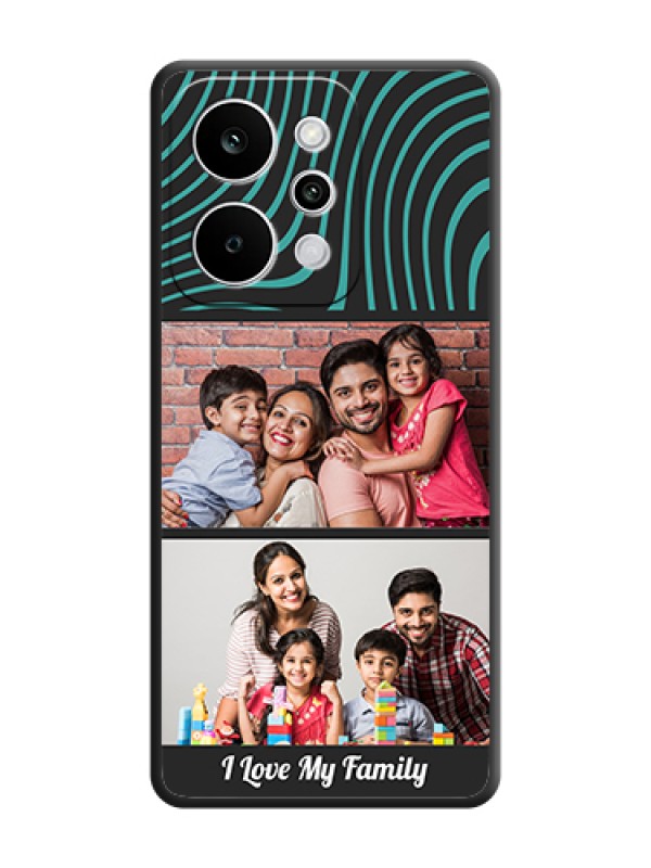 Custom Wave Pattern with 2 Image Holder On Space Black Custom Soft Matte Mobile Back Cover - Realme P4 Power 5G