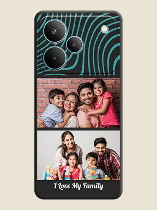Custom Wave Pattern with 2 Image Holder On Space Black Custom Soft Matte Mobile Back Cover - Realme P4 Pro 5G