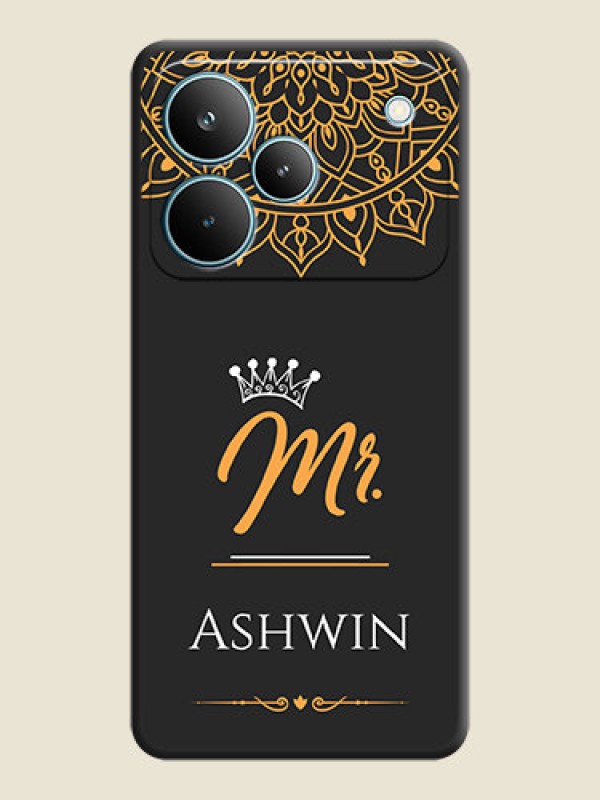 Custom Mr Name with Floral Design On Space Black Custom Soft Matte Mobile Back Cover - Realme P4 Pro 5G
