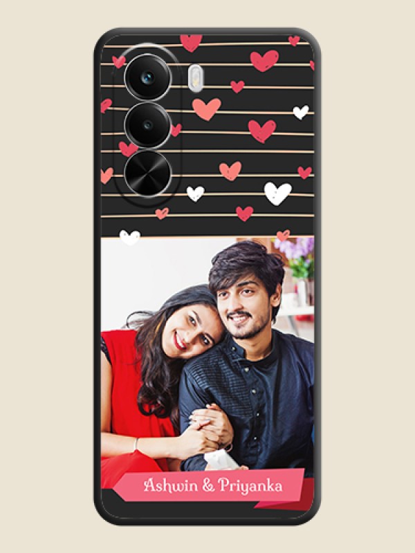 Custom Love Pattern with Name on Pink Ribbon on Photo On Space Black Custom Soft Matte Mobile Back Cover - Realme P4X 5G