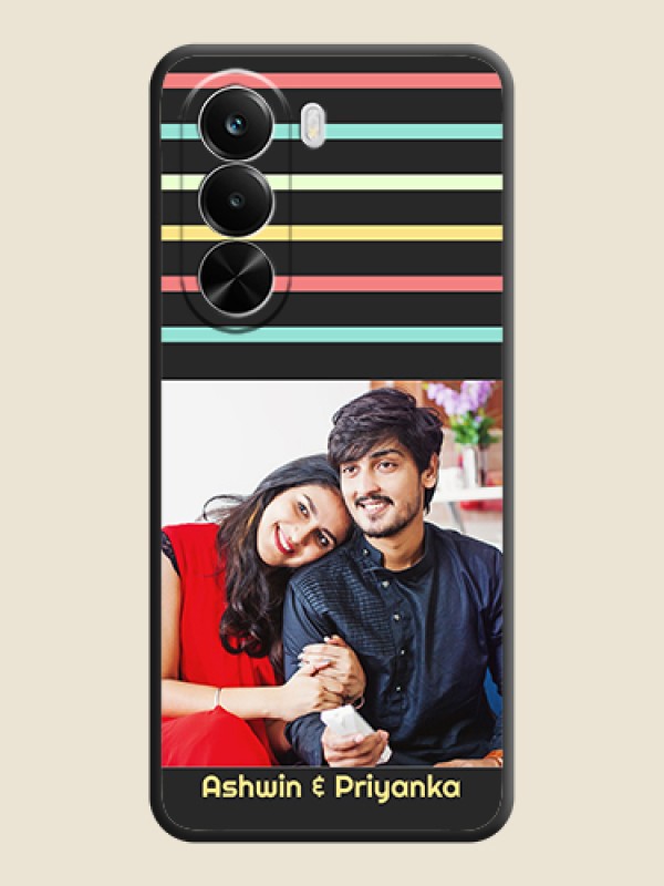 Custom Color Stripes with Photo and Text on Photo On Space Black Custom Soft Matte Mobile Back Cover - Realme P4X 5G