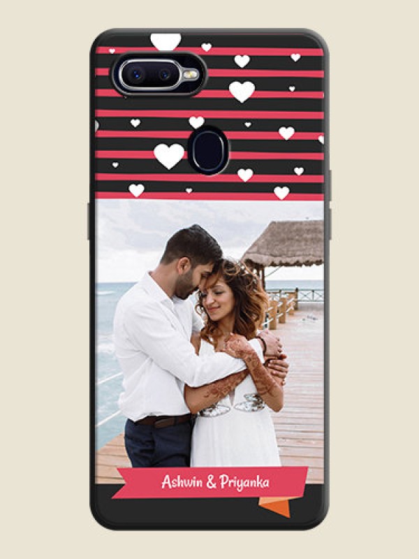 Custom White Color Love Symbols with Pink Lines Pattern on Space Black Custom Soft Matte Phone Cases - Realme U1