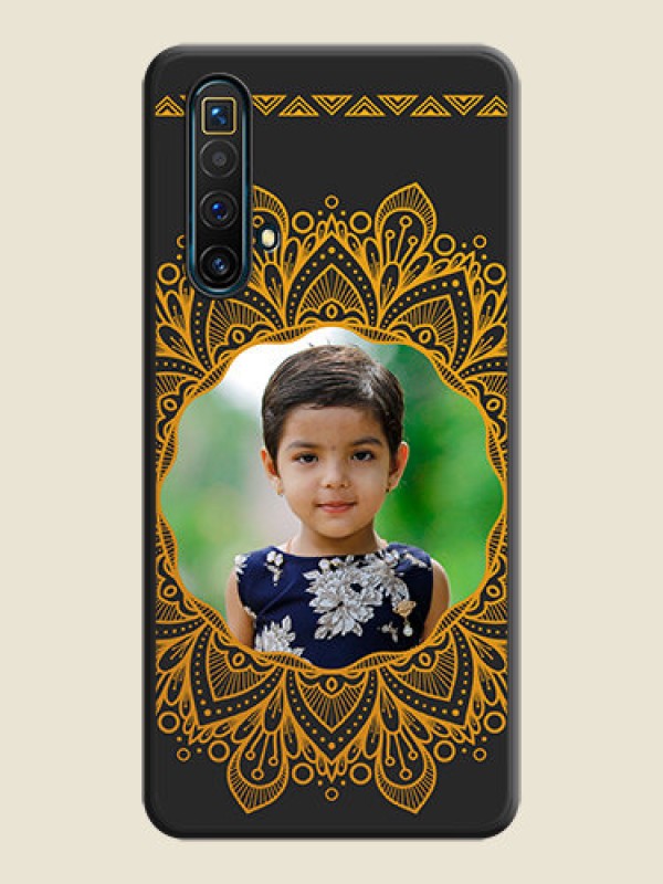 Custom Round Image with Floral Design on Photo on Space Black Soft Matte Mobile Cover - Realme X3 SuperZoom