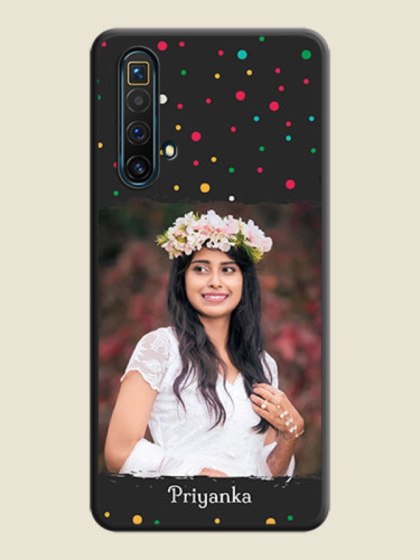 Custom Multicolor Dotted Pattern with Text on Space Black Custom Soft Matte Phone Back Cover - Realme X3