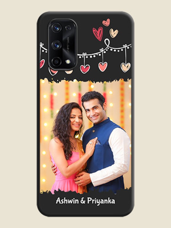 Custom Pink Love Hangings with Name on Space Black Custom Soft Matte Phone Cases - Realme X7 Pro