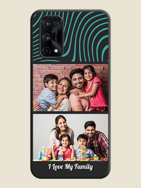 Custom Wave Pattern with 2 Image Holder on Space Black Personalized Soft Matte Phone Covers - Realme X7 Pro