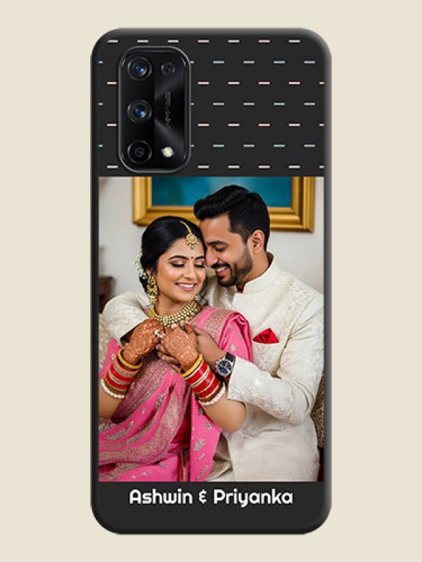Custom Line Pattern Design with Text on Space Black Custom Soft Matte Phone Back Cover - Realme X7 Pro