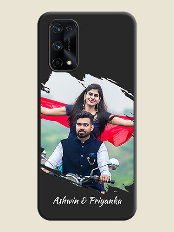 Custom Grunge Brush Strokes on Photo on Space Black Soft Matte Back Cover - Realme X7 Pro