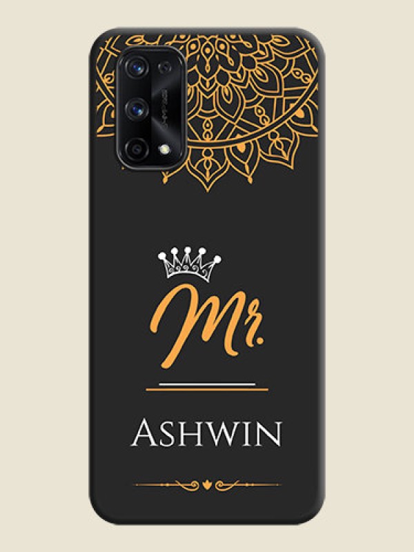 Custom Mr Name with Floral Design  on Personalised Space Black Soft Matte Cases - Realme X7 Pro