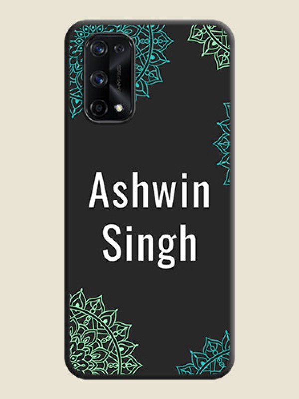 Custom Your Name with Floral Design on Space Black Custom Soft Matte Back Cover - Realme X7 Pro
