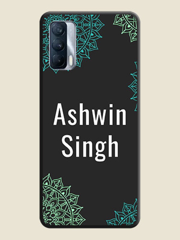 Custom Your Name with Floral Design on Space Black Custom Soft Matte Back Cover - Realme X7