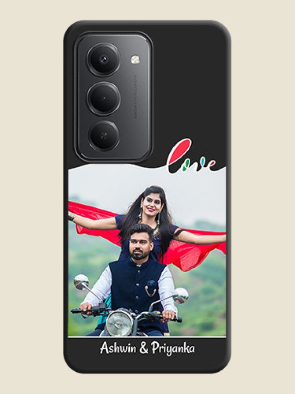 Custom Fall in Love Pattern with Picture on Photo On Space Black Custom Soft Matte Mobile Back Cover - Redmi 15 5G