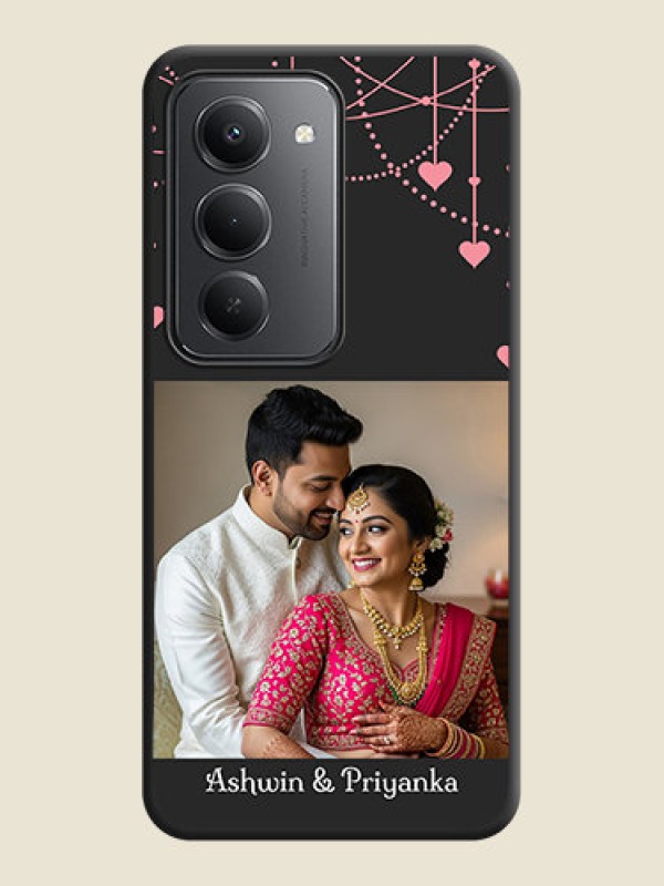 Custom Pink Love Hangings with Text On Space Black Custom Soft Matte Mobile Back Cover - Redmi 15 5G