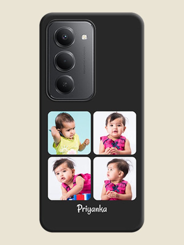 Custom Floral Art with 6 Image Holder on Photo On Space Black Custom Soft Matte Mobile Back Cover - Redmi 15 5G