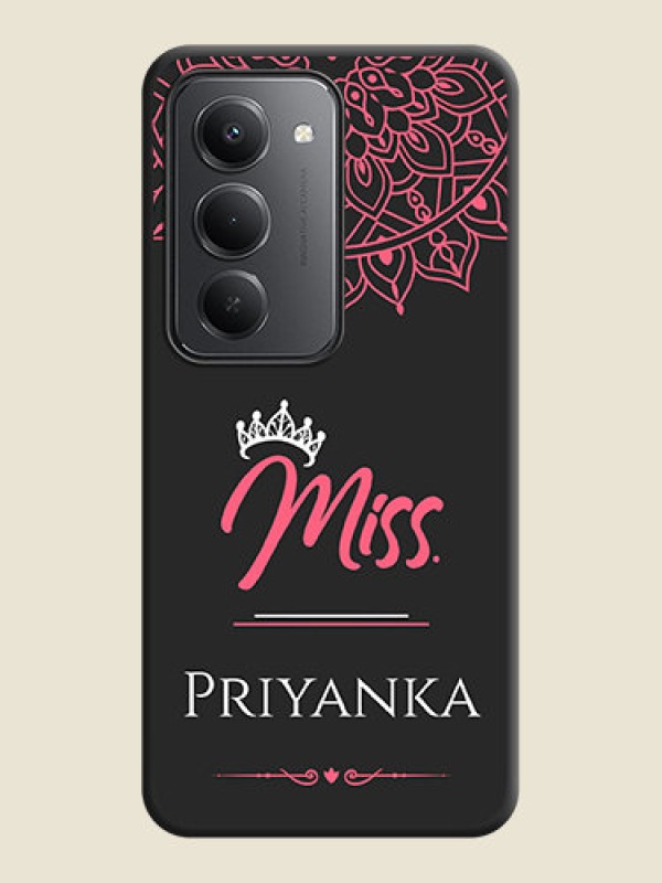 Custom Mrs Name with Floral Design On Space Black Custom Soft Matte Mobile Back Cover - Redmi 15 5G