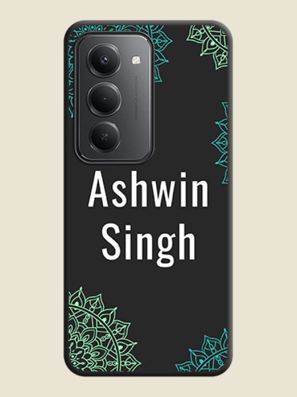 Custom Your Name with Floral Design On Space Black Custom Soft Matte Mobile Back Cover - Redmi 15 5G
