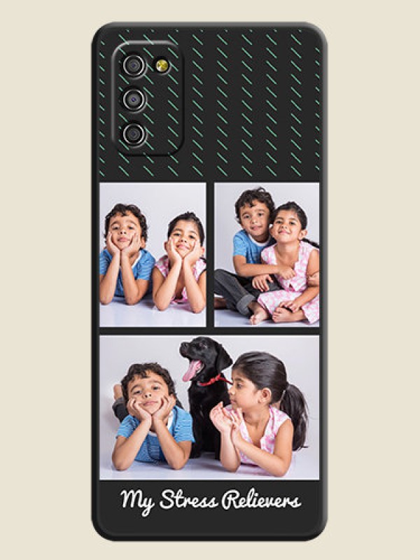 Custom Cross Dotted Pattern with 2 Image Holder  on Personalised Space Black Soft Matte Cases - Galaxy A03s