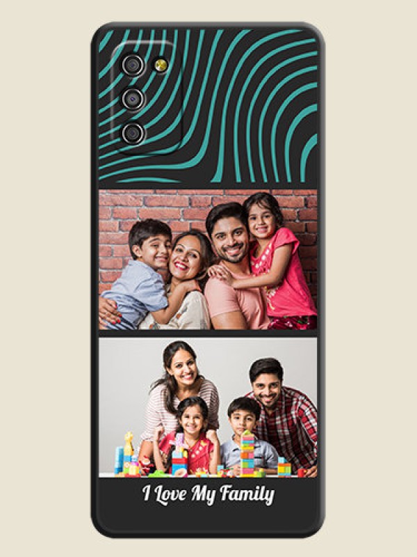 Custom Wave Pattern with 2 Image Holder on Space Black Personalized Soft Matte Phone Covers - Galaxy A03s