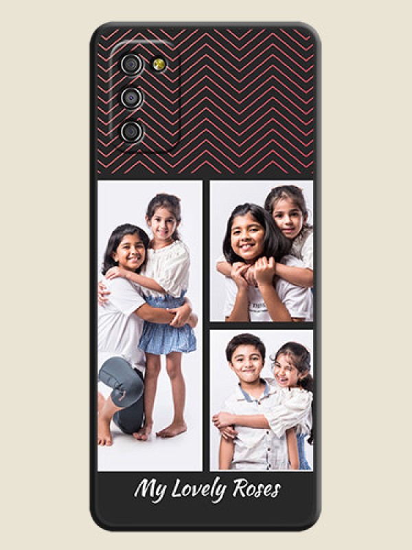 Custom Wave Pattern with 3 Image Holder on Space Black Custom Soft Matte Back Cover - Galaxy A03s