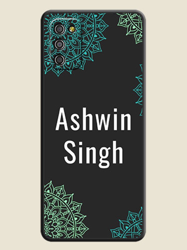 Custom Your Name with Floral Design on Space Black Custom Soft Matte Back Cover - Galaxy A03s