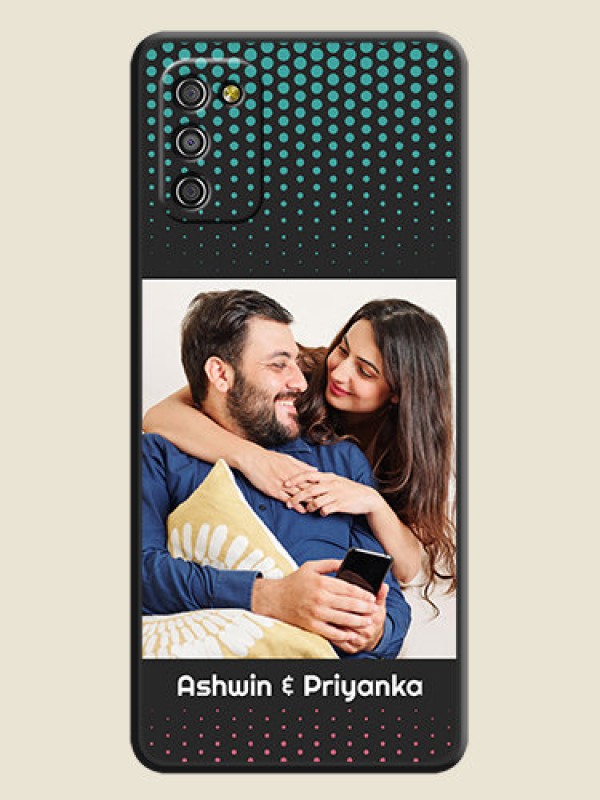 Custom Faded Dots with Grunge Photo Frame and Text on Space Black Custom Soft Matte Phone Cases - Galaxy A03s