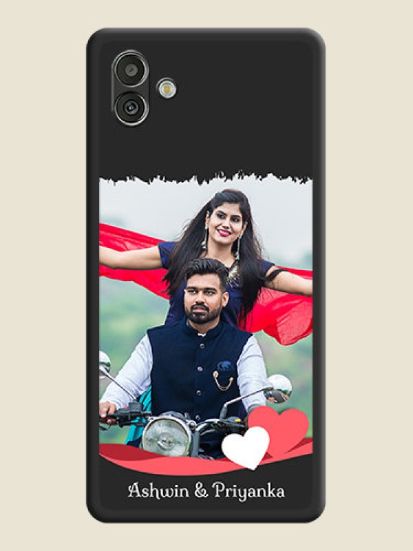 Custom Pin Color Love Shaped Ribbon Design with Text on Space Black Custom Soft Matte Phone Back Cover - Samsung Galaxy A04