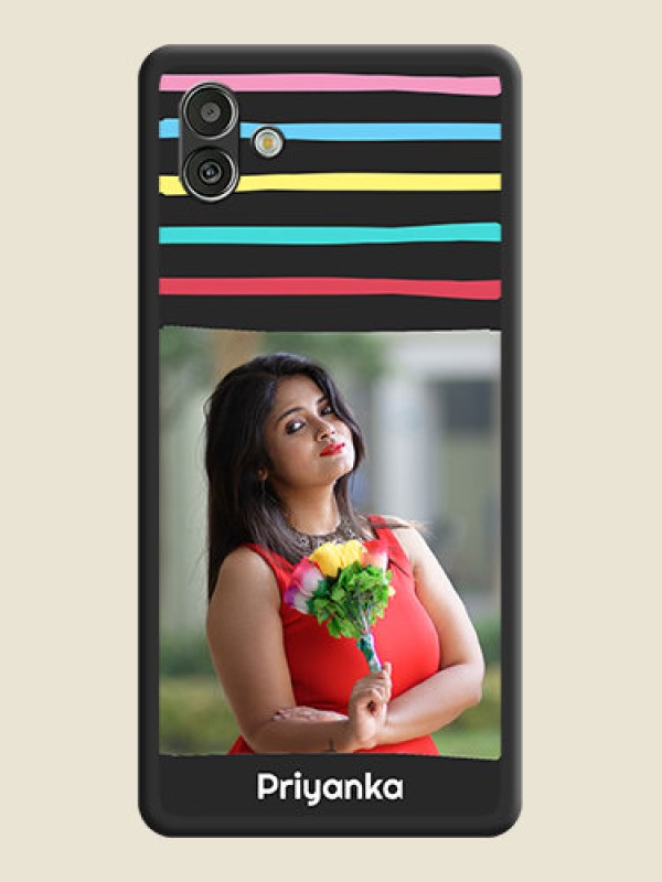 Custom Multicolor Lines with Image on Space Black Personalized Soft Matte Phone Covers - Samsung Galaxy A04
