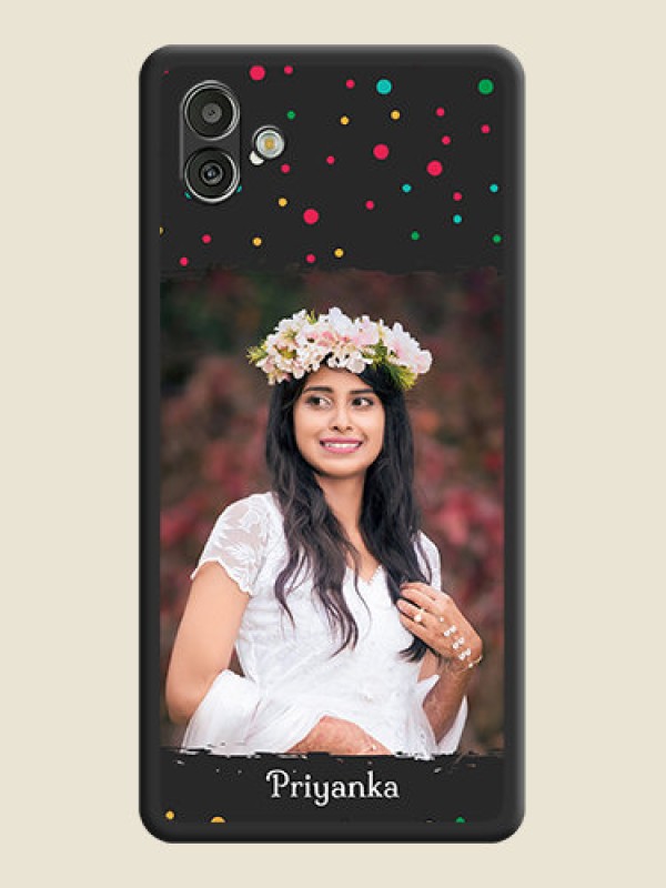 Custom Multicolor Dotted Pattern with Text on Space Black Custom Soft Matte Phone Back Cover - Samsung Galaxy A04