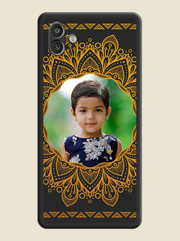 Custom Round Image with Floral Design on Photo on Space Black Soft Matte Mobile Cover - Samsung Galaxy A04