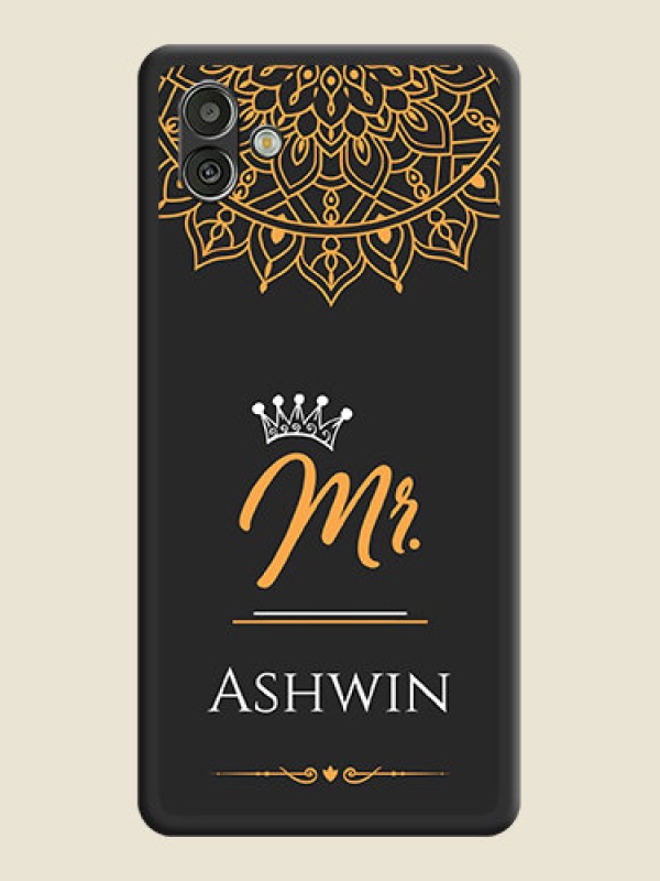 Custom Mr Name with Floral Design  on Personalised Space Black Soft Matte Cases - Samsung Galaxy A04