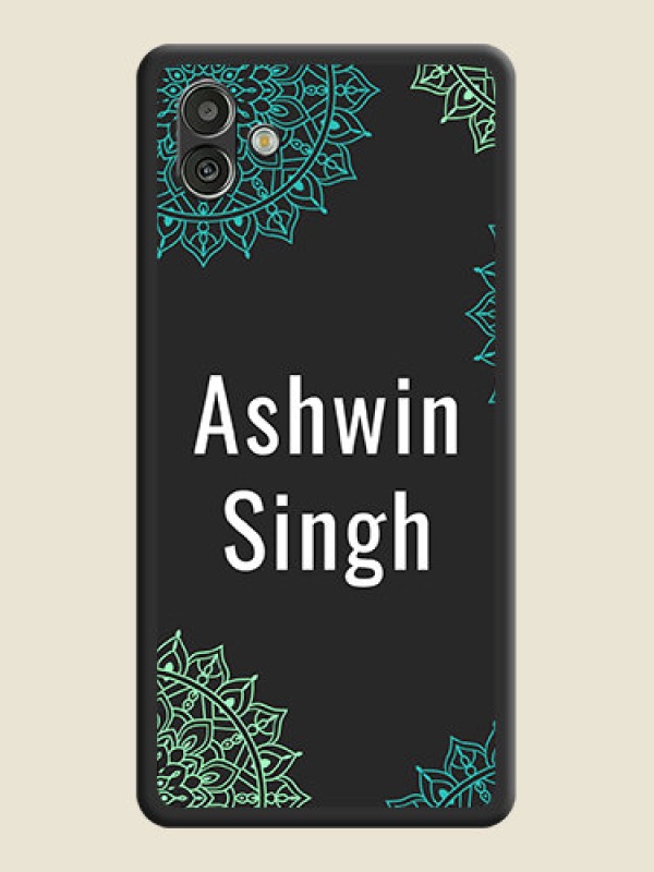 Custom Your Name with Floral Design on Space Black Custom Soft Matte Back Cover - Samsung Galaxy A04