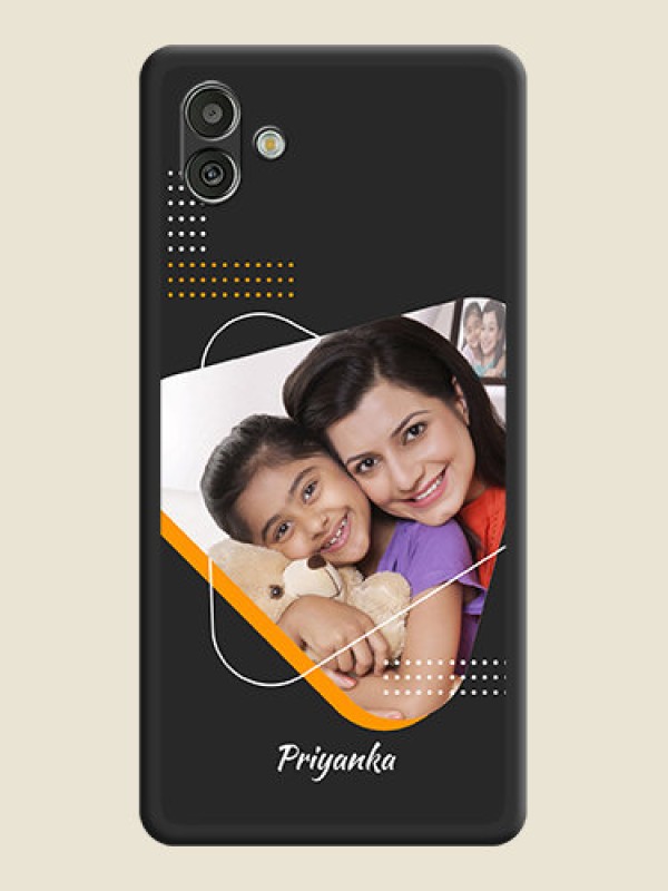 Custom Yellow Triangle on Photo on Space Black Soft Matte Phone Cover - Samsung Galaxy A04