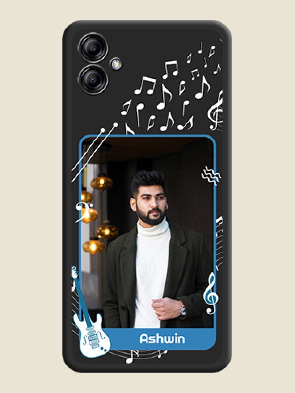 Custom Musical Theme Design with Text on Photo on Space Black Soft Matte Mobile Case - Samsung Galaxy A04e