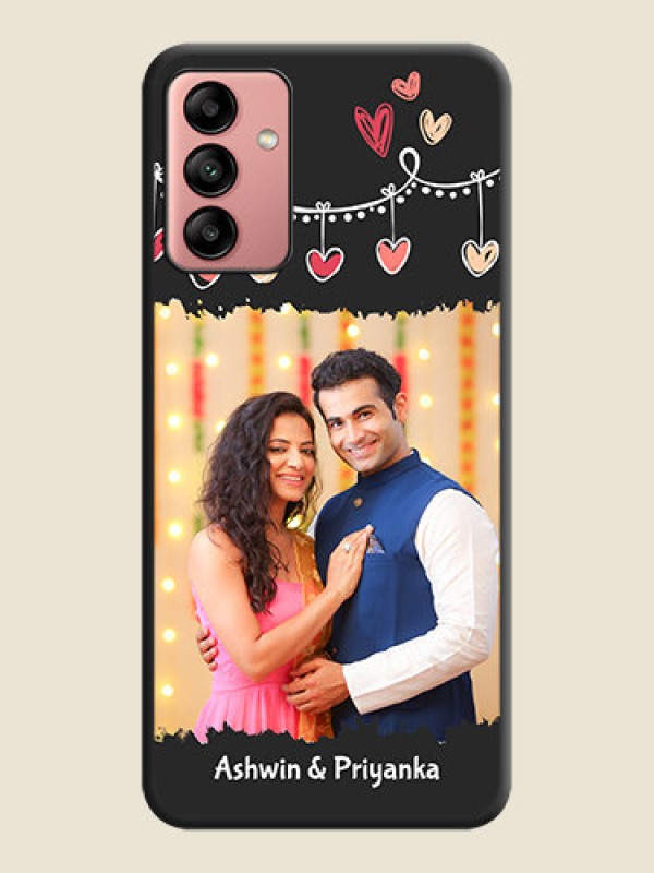 Custom Pink Love Hangings with Name on Space Black Custom Soft Matte Phone Cases - Galaxy A04s