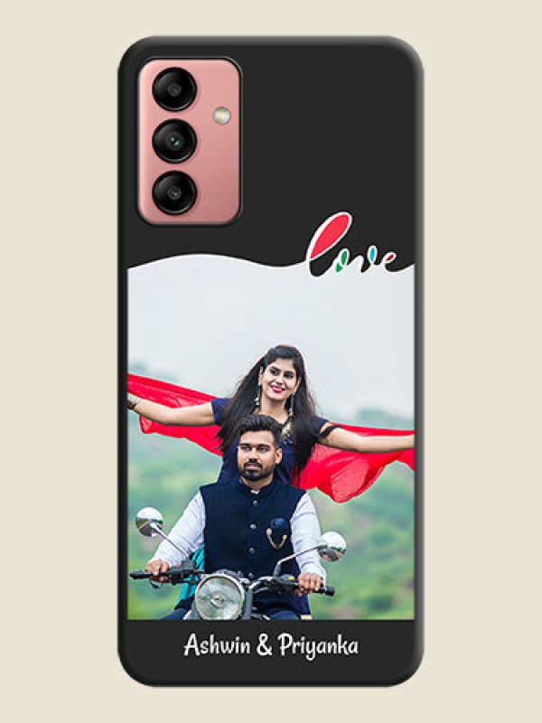 Custom Fall in Love Pattern with Picture on Photo on Space Black Soft Matte Mobile Case - Galaxy A04s