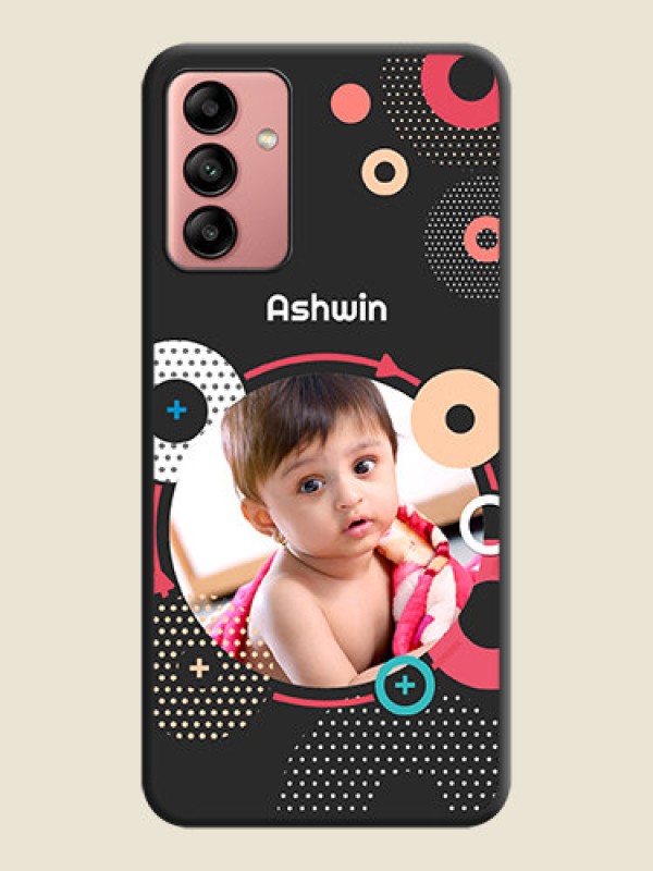 Custom Multicoloured Round Image on Personalised Space Black Soft Matte Cases - Galaxy A04s