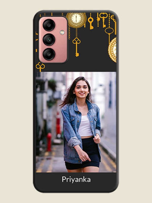Custom Decorative Design with Text on Space Black Custom Soft Matte Back Cover - Galaxy A04s