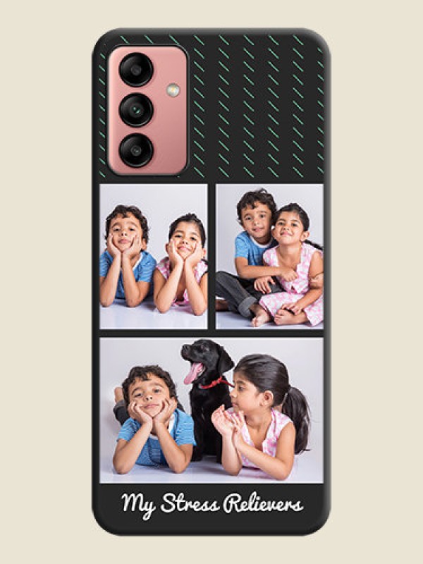 Custom Cross Dotted Pattern with 2 Image Holder  on Personalised Space Black Soft Matte Cases - Galaxy A04s